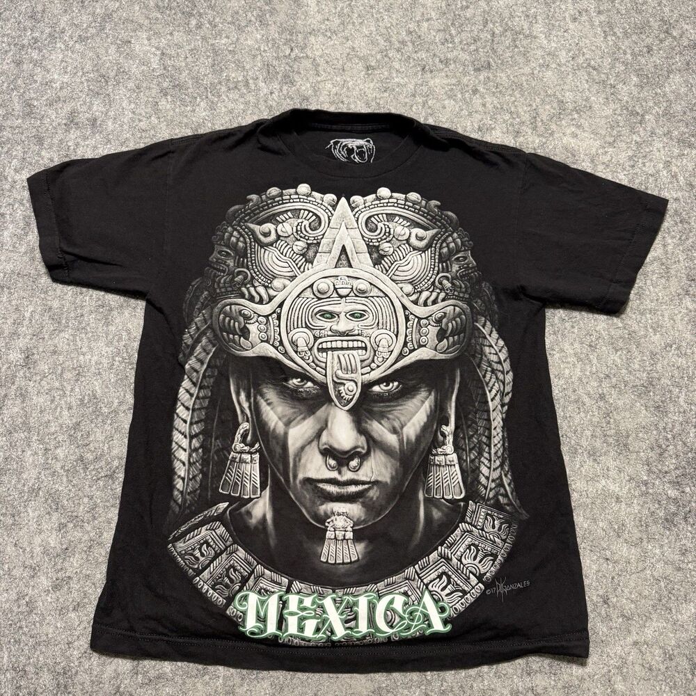 DGA Mexica Aztec Warrior Shirt Mens Medium Black David Gonzales Tattoo Art 2017